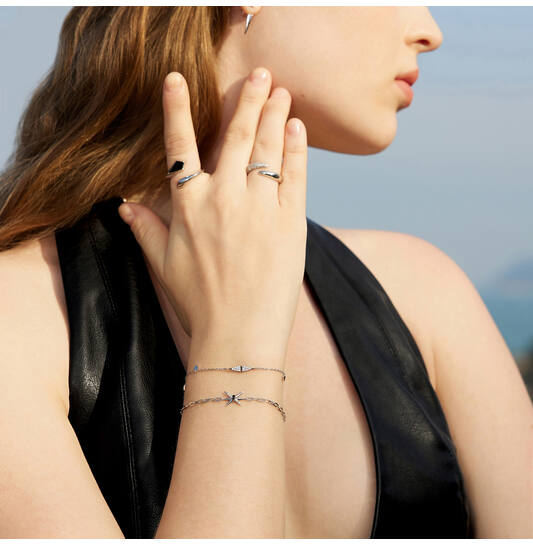  Polished Punk - Gliederarmbänder - Silber / Rhodiniert - Zirkonia - 19cm